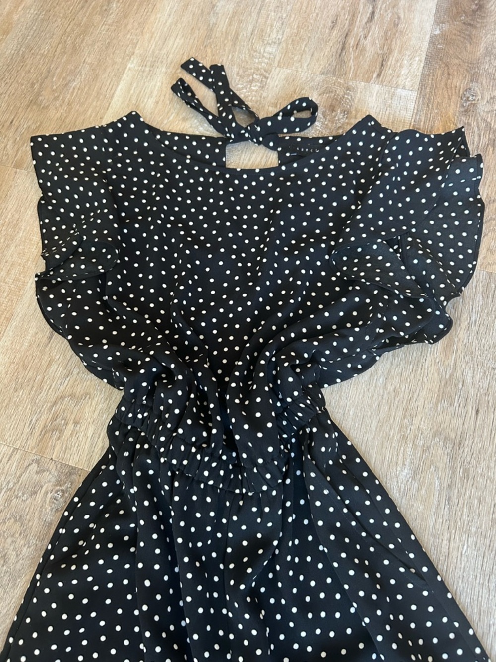 Sanctuary Black & White Polka Dot Wide Leg Jumpsuit - Size XS
